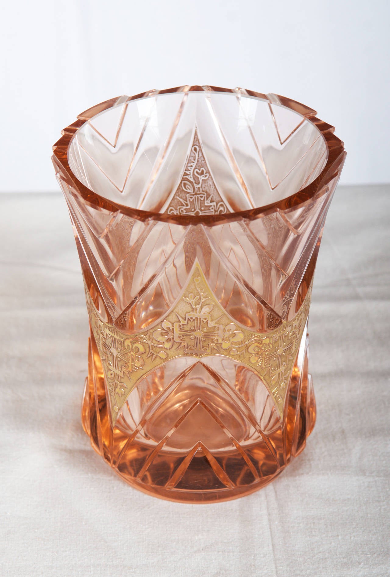 Art Deco Bohemian Crystal Glass Vase For Sale at 1stdibs