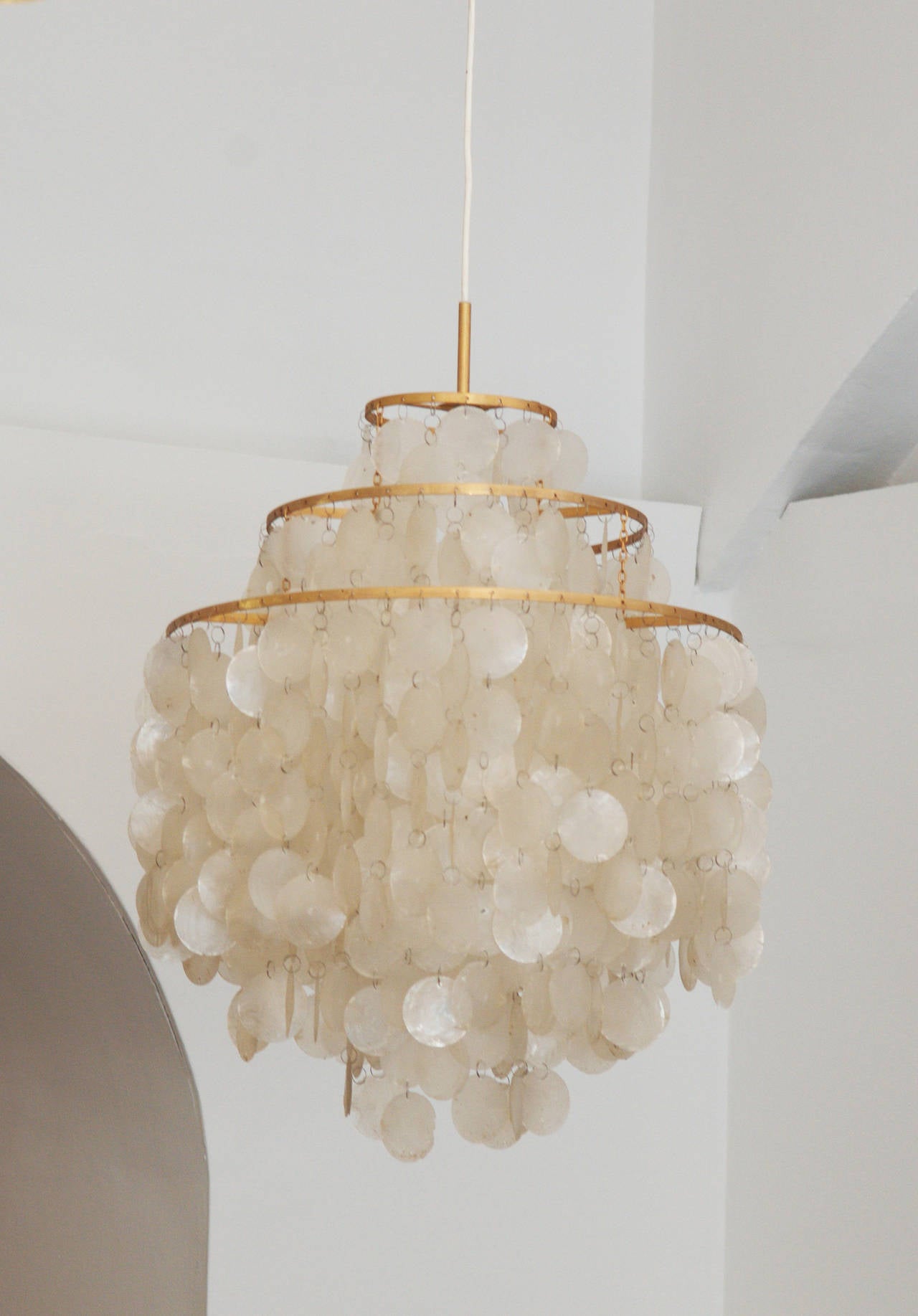Mid-20th Century Capiz Shell Chandeliers by Verner Panton