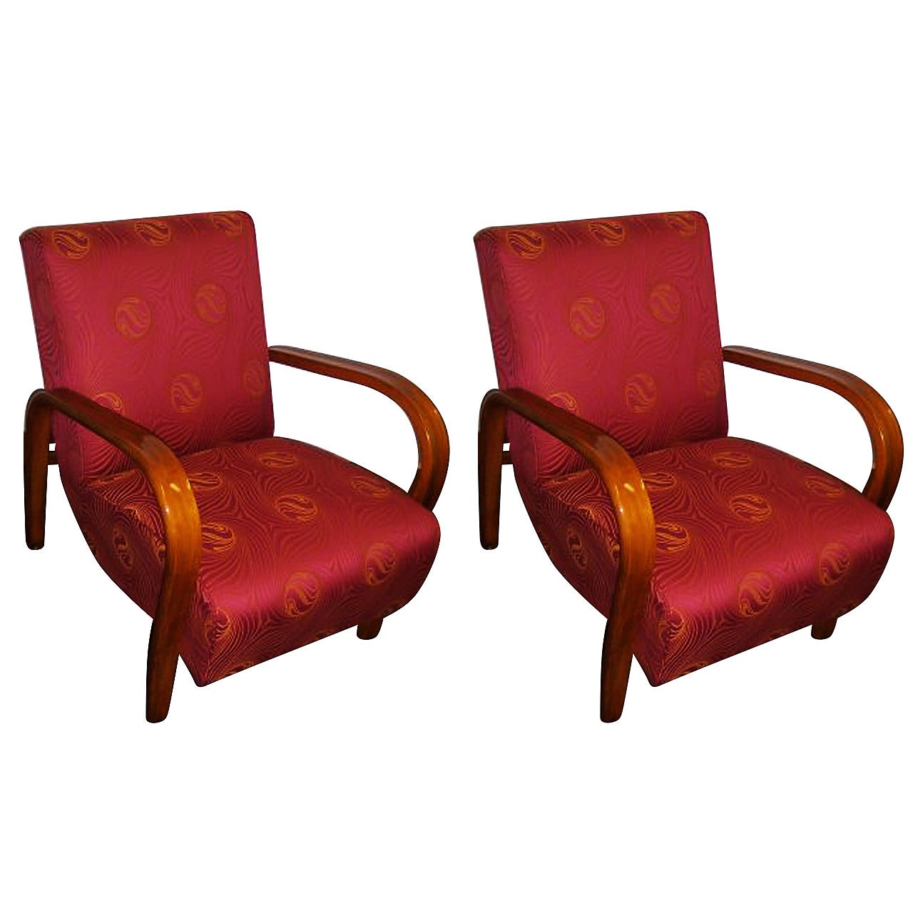 A Pair Of Art Deco Armchairs By Jindrich Halabala For Sale