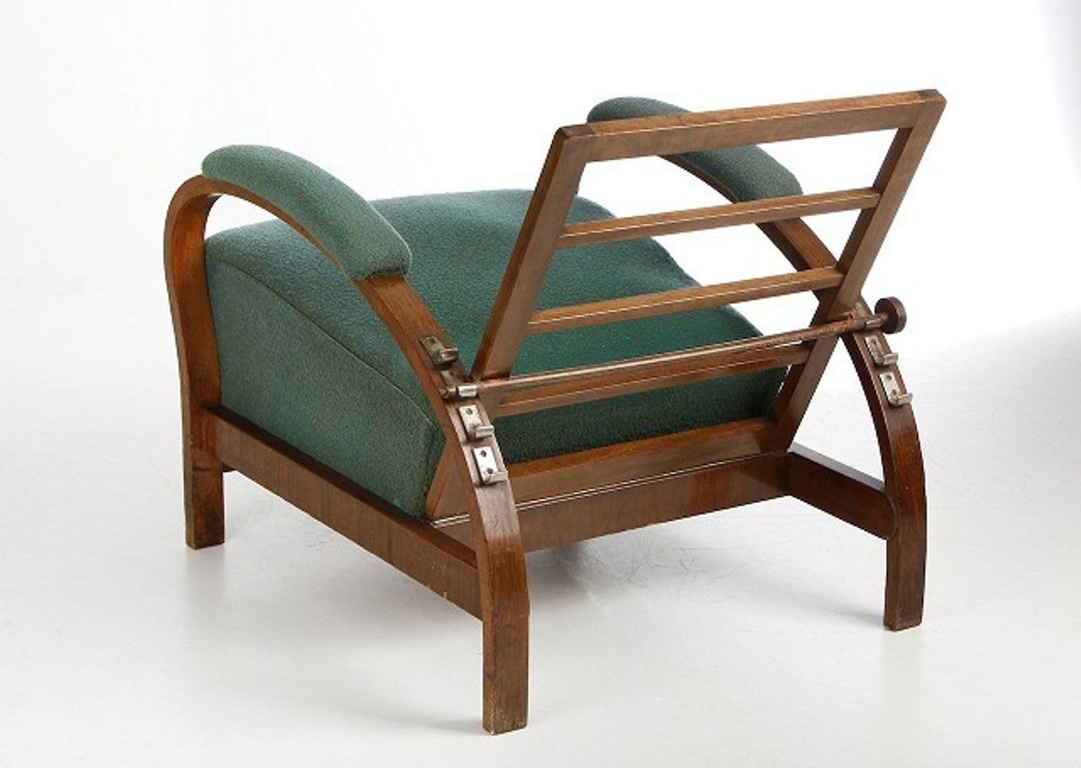 Nutwood Art Deco Armchair with Adjustable Backrest