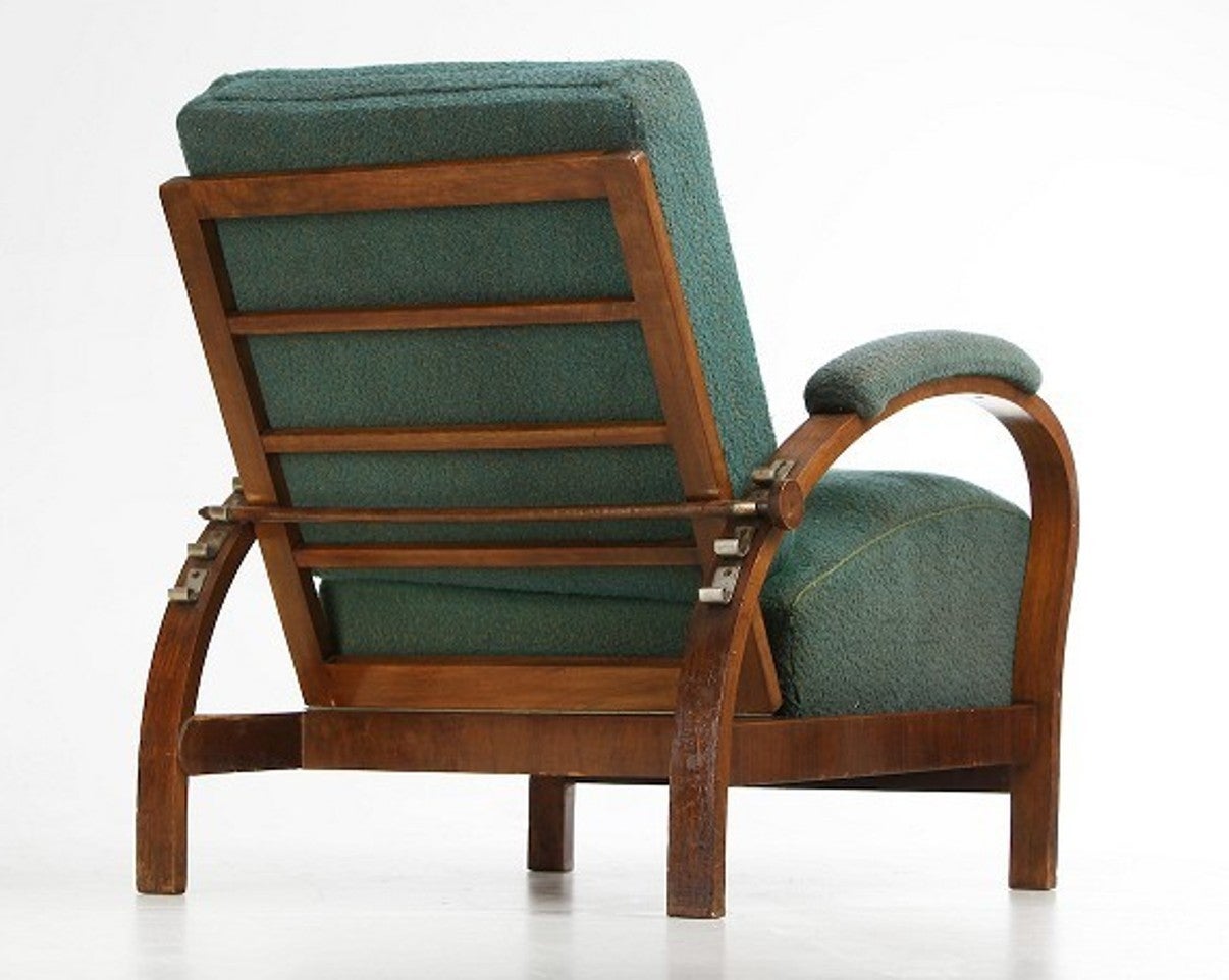 European Art Deco Armchair with Adjustable Backrest