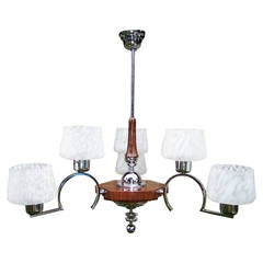 Large Art Deco Chrome Chandelier