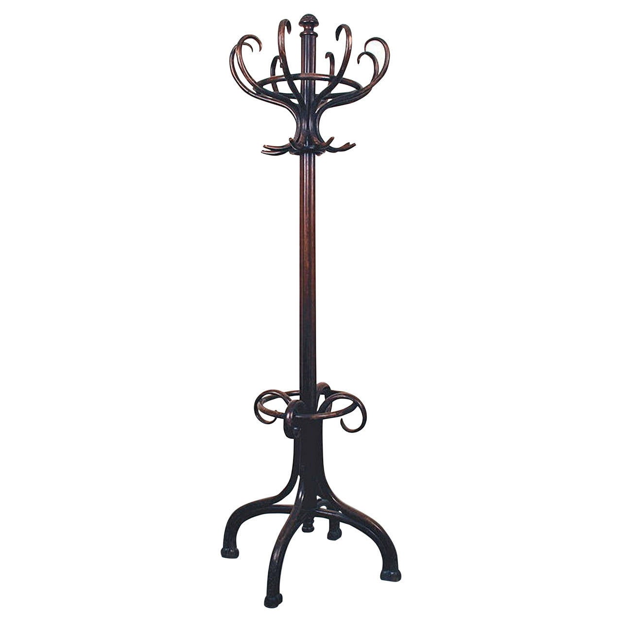 Antique Bentwood Coat Rack with Mirror by Michael For Sale at