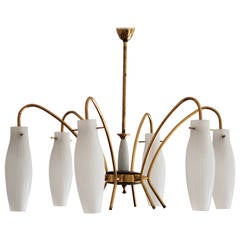Mid Century Brass Chandelier Stilnovo Style 8