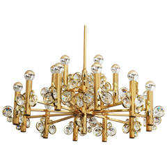 Large Impressive Cut Crystal Chandelier Attributed to Gaetano Sciolari
