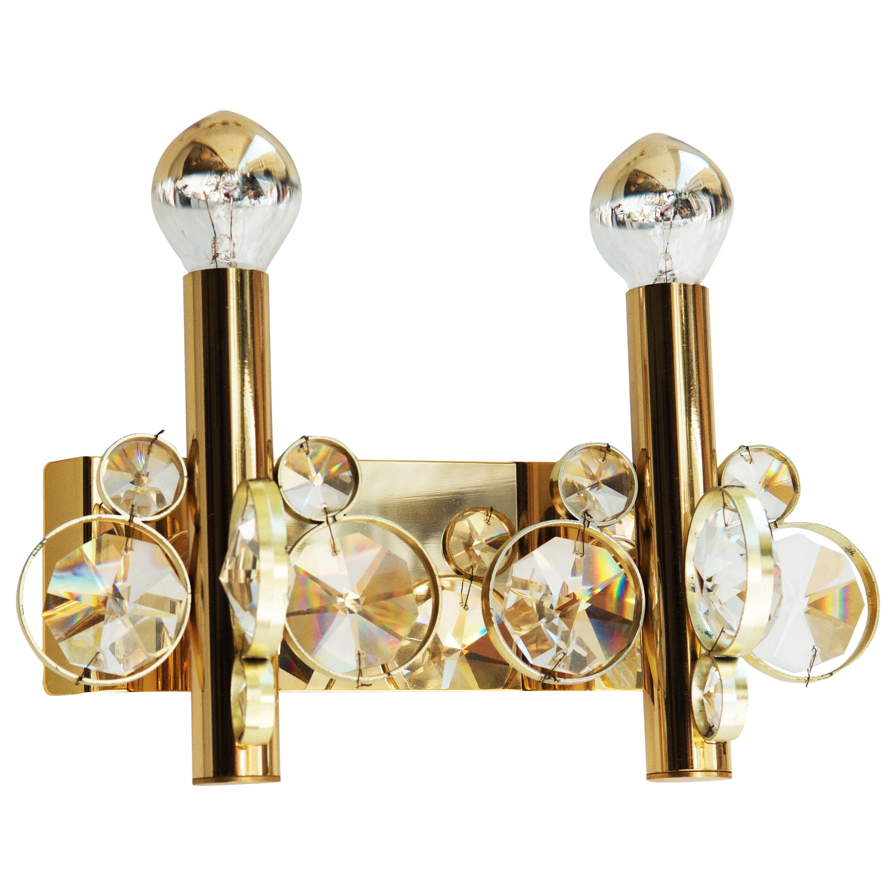 Impressive Cut Crystal Wall Sconce Attributed to Gaetano Sciolari For Sale