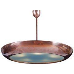 Large Bauhaus Functionalism Copper Pendant by Josef Hurka for Napako