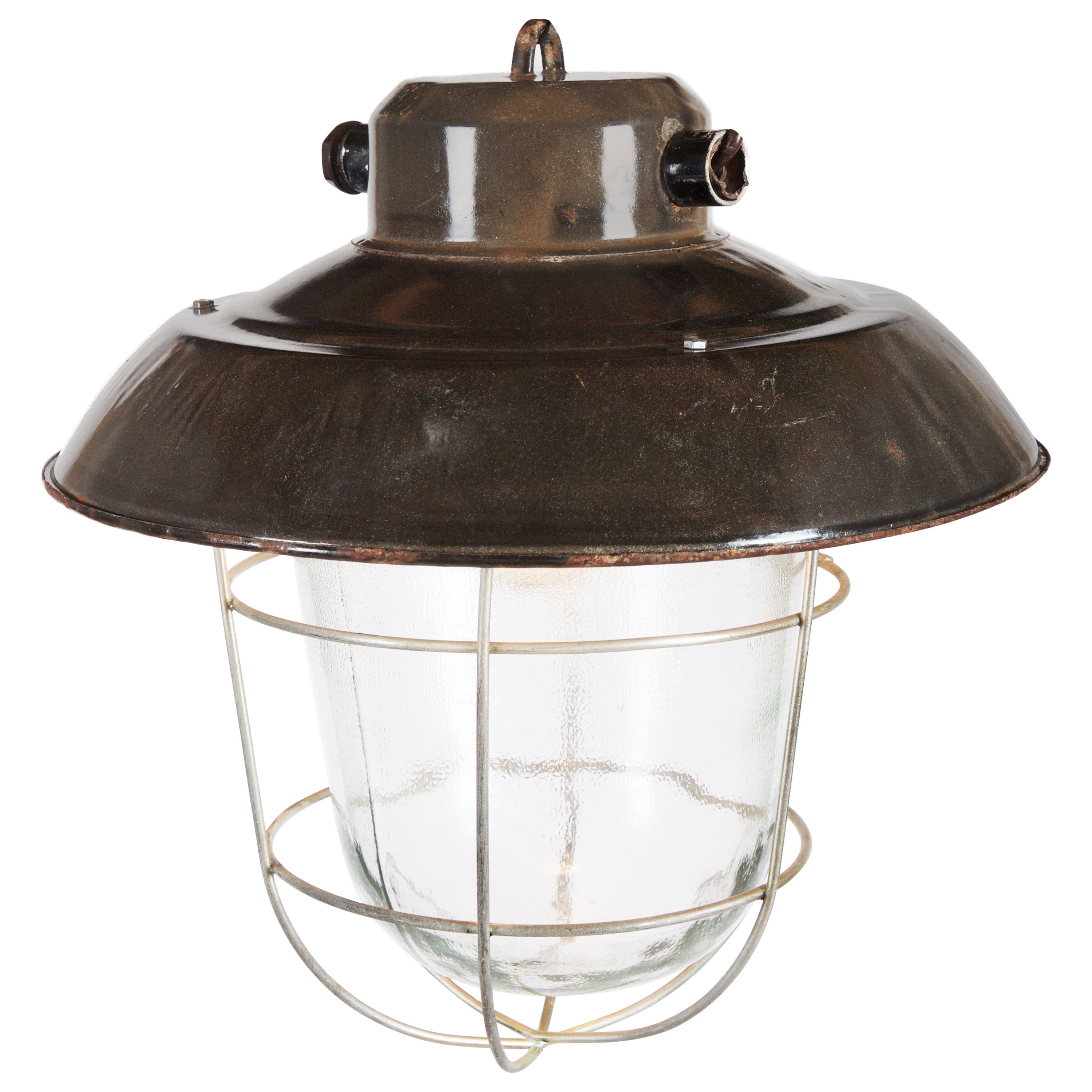 Vintage Factory Hanging Lamp For Sale