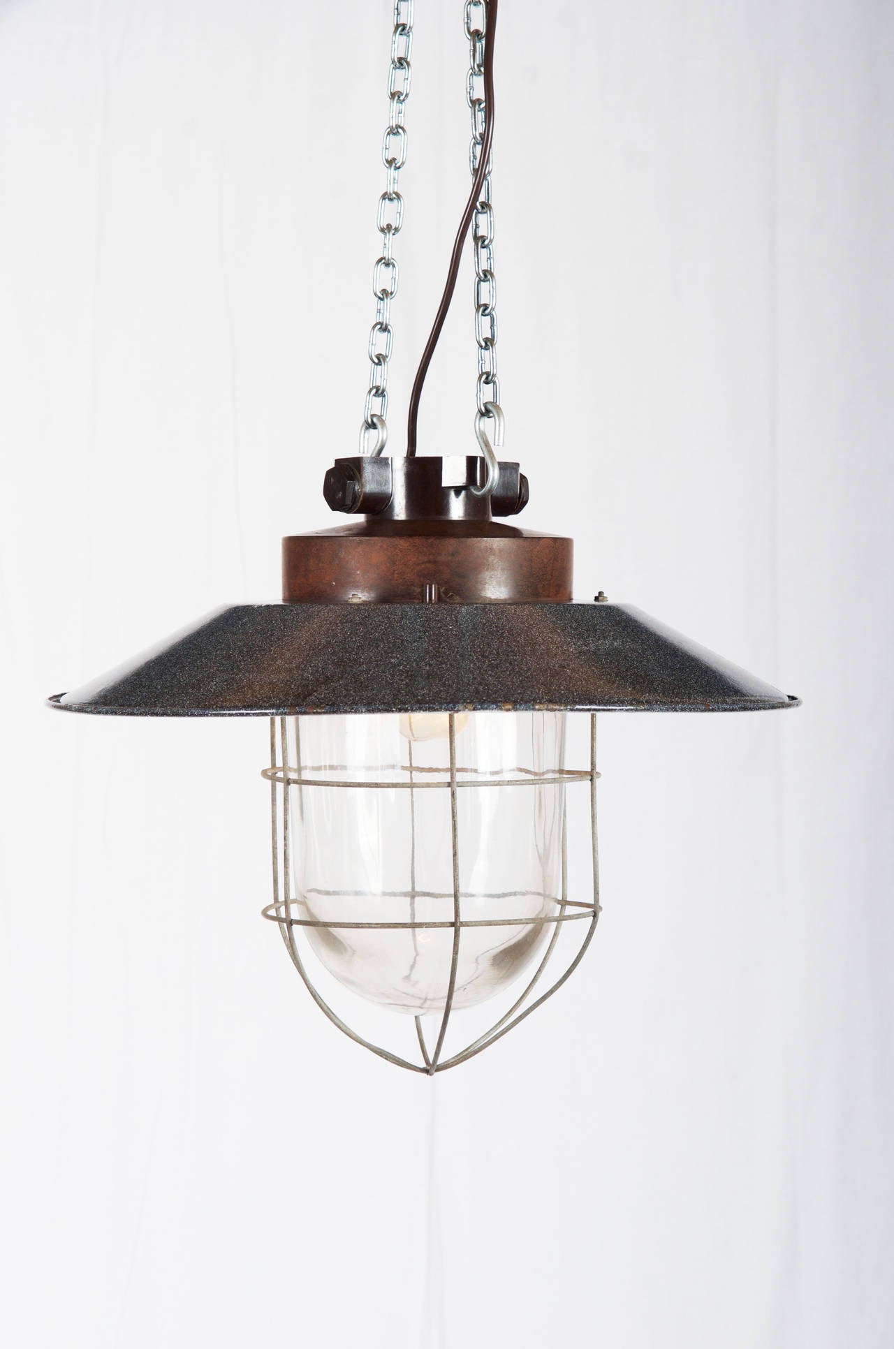 Austrian Vintage Industrial Hanging Lamp For Sale