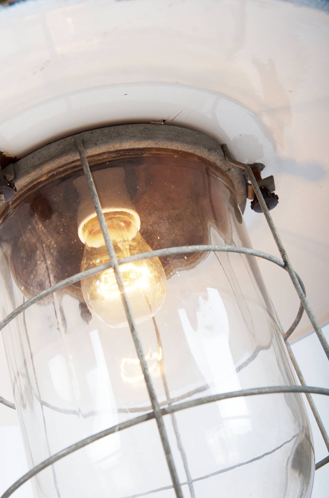 Austrian Vintage Industrial Hanging Lamp For Sale