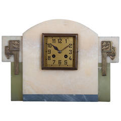 Vintage French Art Deco Marble Mantel Clock