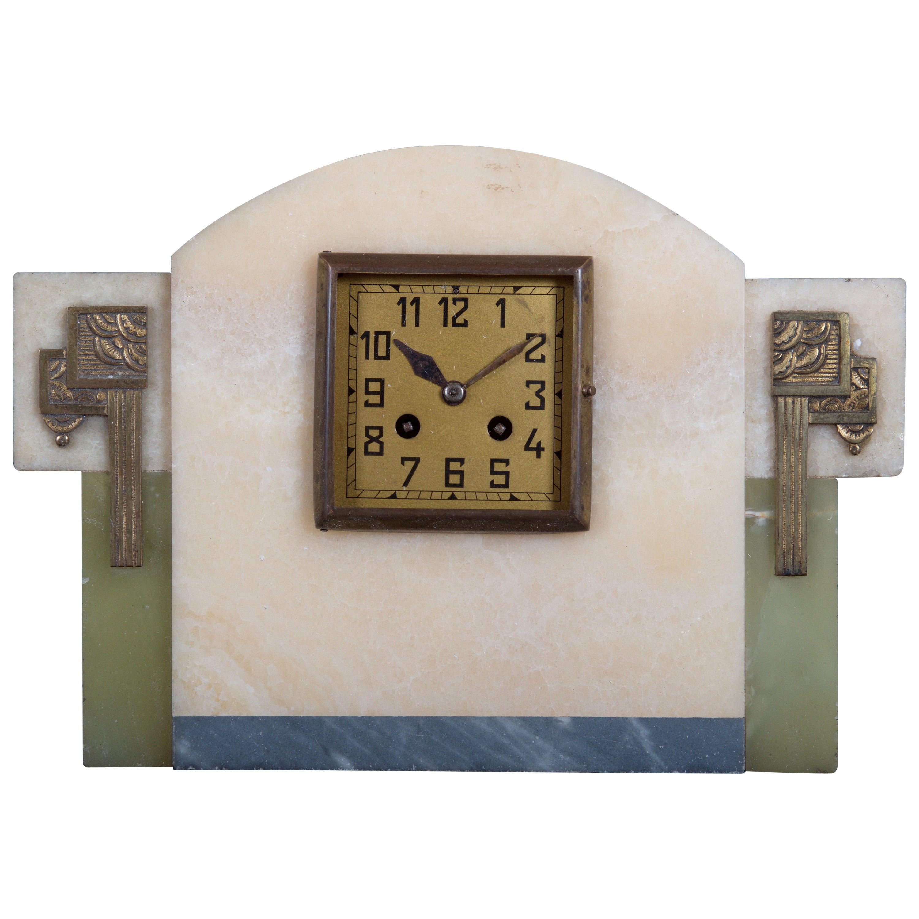 French Art Deco Marble Mantel Clock