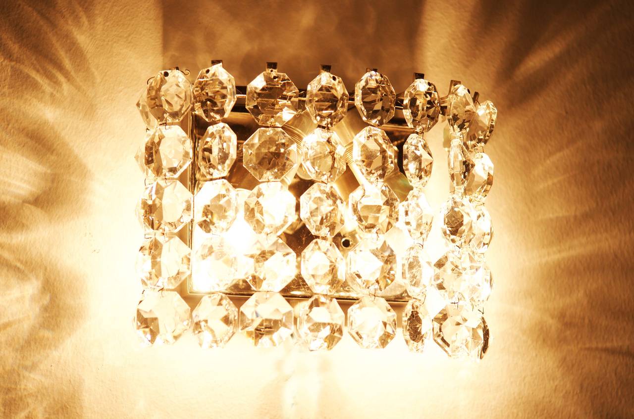 Mid-20th Century Pair of Austrian Crystal Sconces by Bakalowits and Sohne