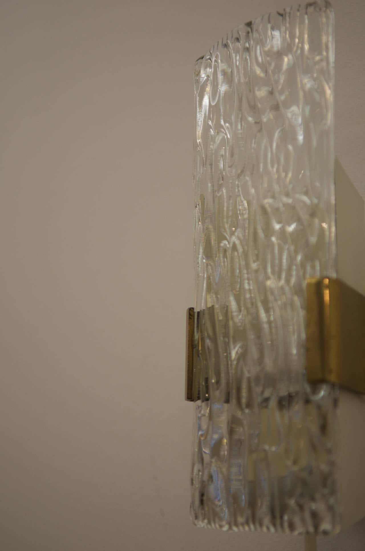 Art Glass Kalmar of Austria Ice Glass Wall Sconce