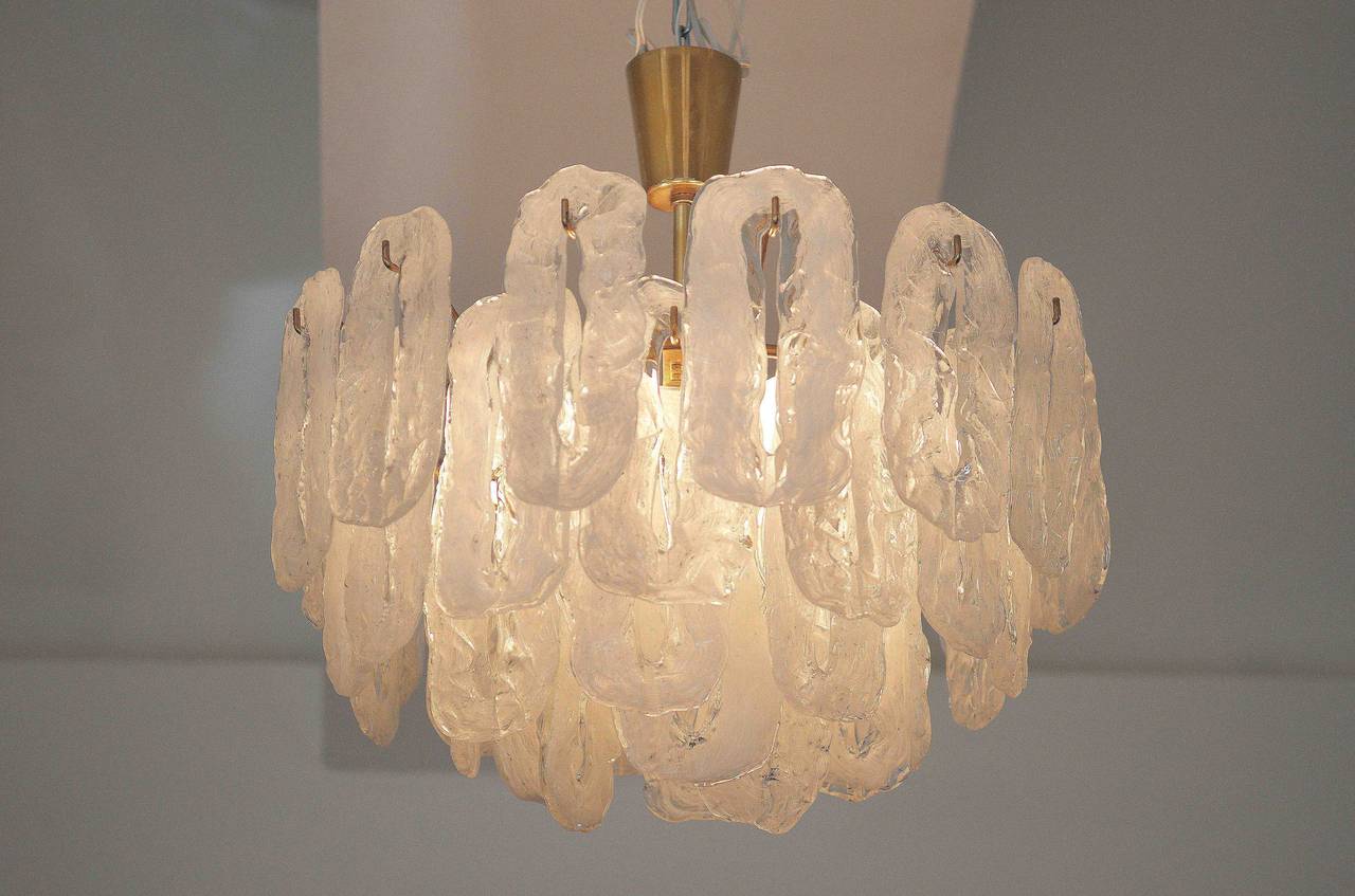 Austrian Ice Glass Chandelier Attributed to Kalmar