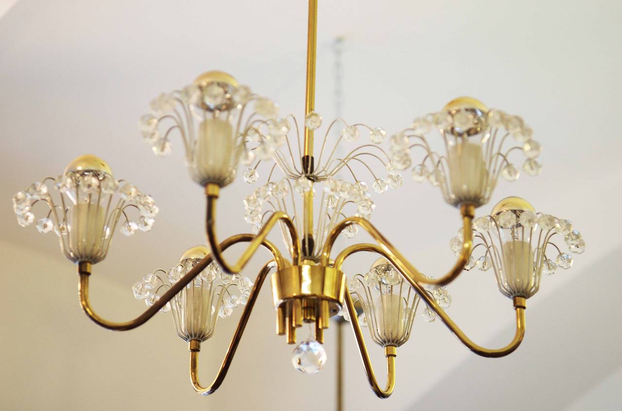 Lustre à fontaine en laiton d'Emil Stejnar pour Rupert Nikoll