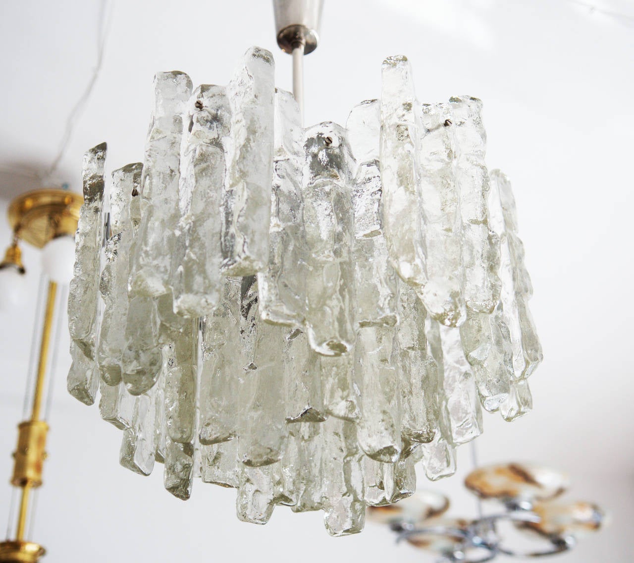 Mid-Century Modern Kalmar Ice Glass Chandelier For Sale