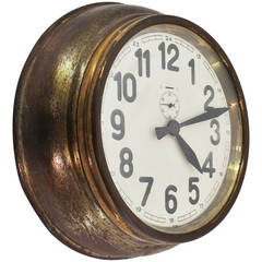 Brass Art Deco Wall Clock