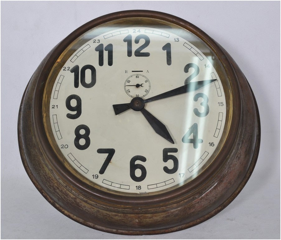 Mid-20th Century Brass Art Deco Wall Clock