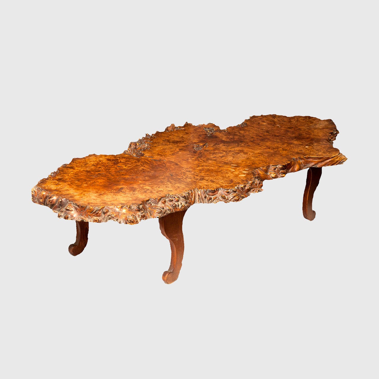 Antique Solid Burl Redwood Coffee Table at 1stdibs