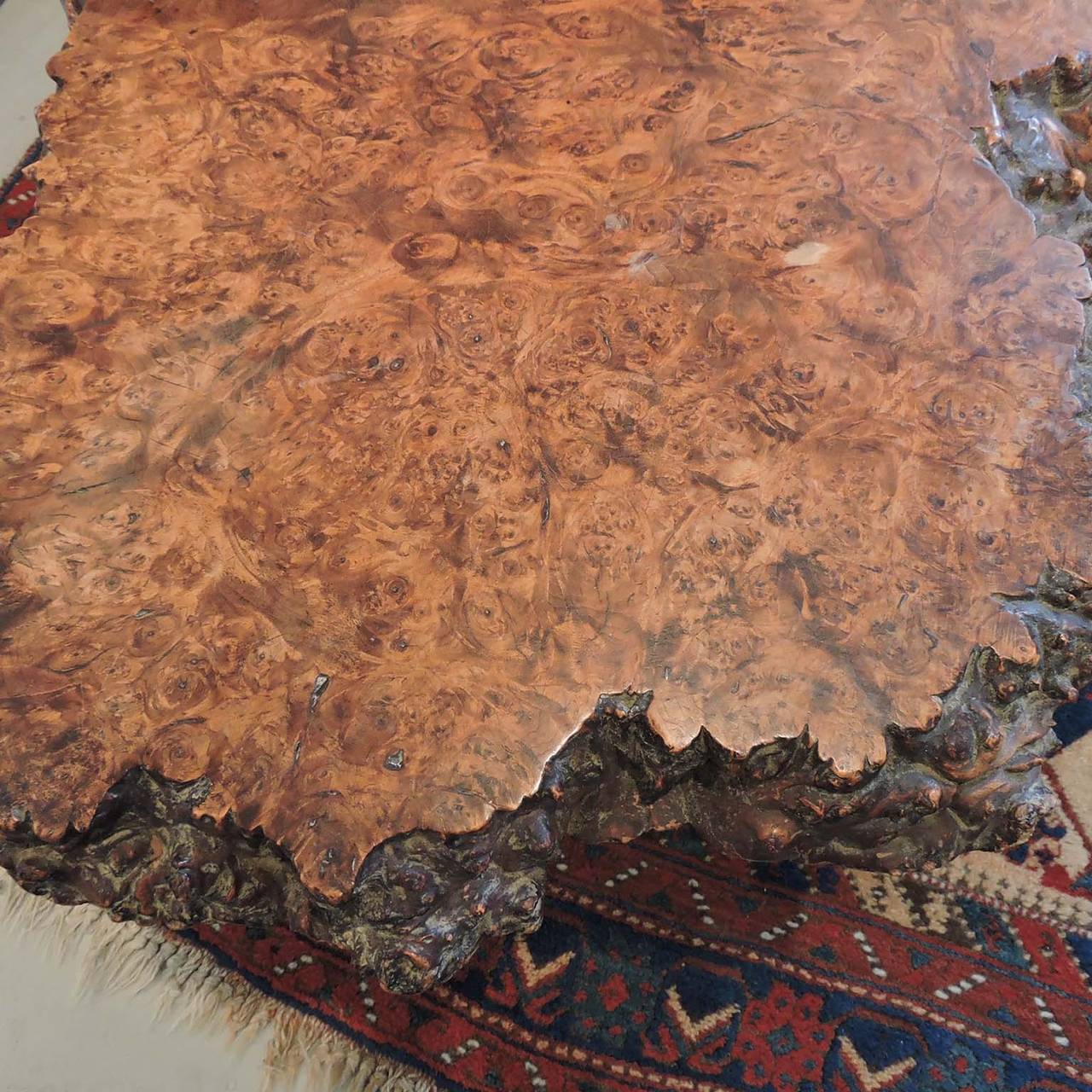 American Antique Solid Burl Redwood Coffee Table