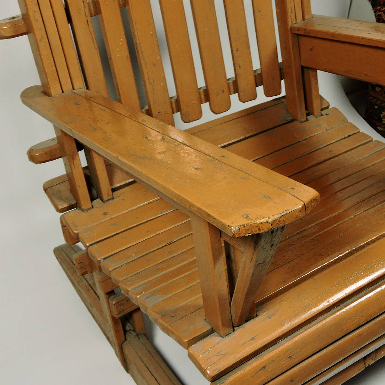 Pair of Vintage Painted Wood Adirondack Rocking Chairs In Good Condition In Concord, MA
