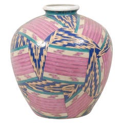 Antique Satsuma Geometric Porcelain Vase