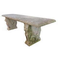 Antique Carved Marble Garden Bench