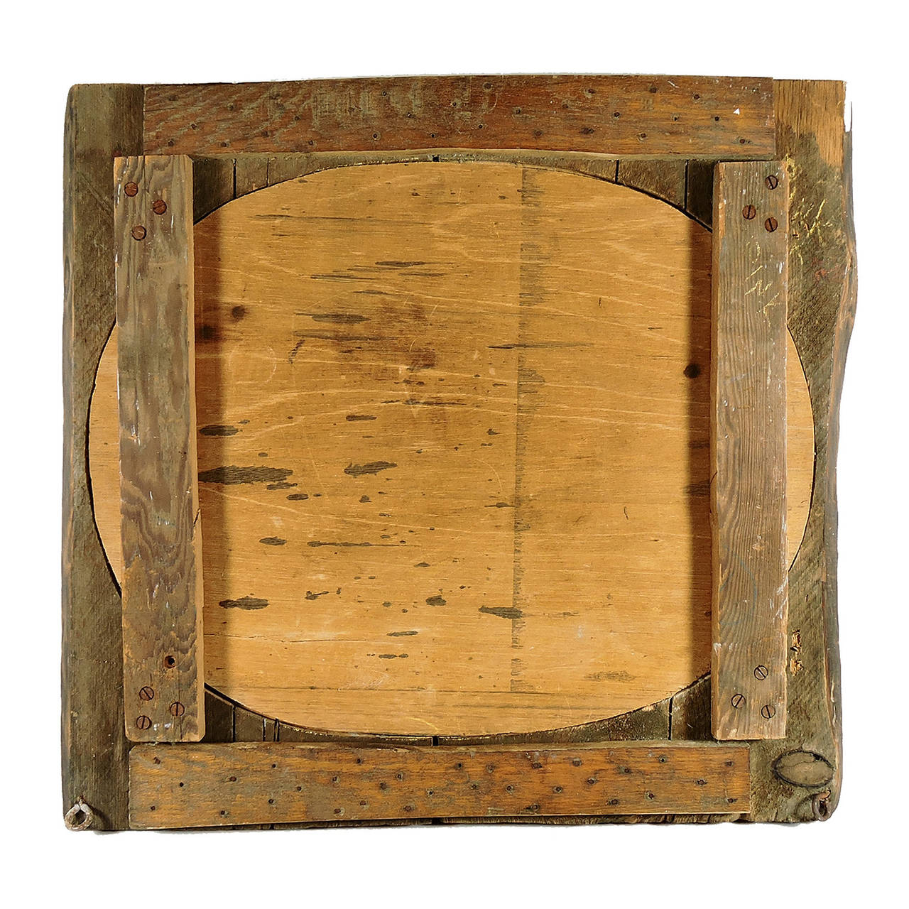 Rustic carved Folk Art wood mirror.
Dimensions: 28.5 × 31 × 3.5 inches.