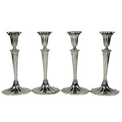 Set of Four 19th Century Gorham Silver Neoclassical Style Candlesticks