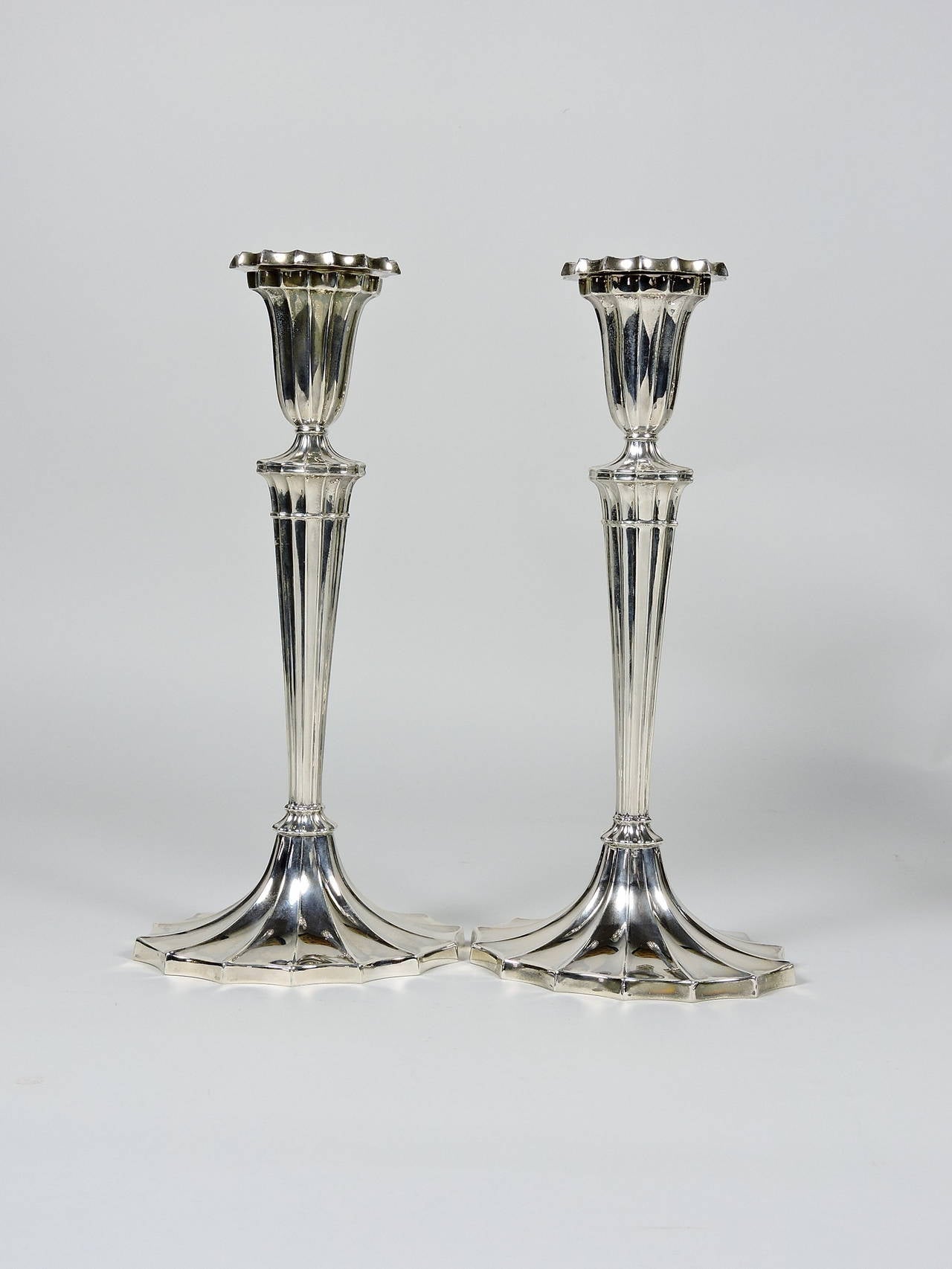 American Set of Four 19th Century Gorham Silver Neoclassical Style Candlesticks