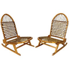 Pair of Vintage Tubbs Portable Snowshoe Canoe Chairs