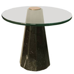 Mid-Century Marble Glass Cantilevered Side Table in the Style of Karl Springer