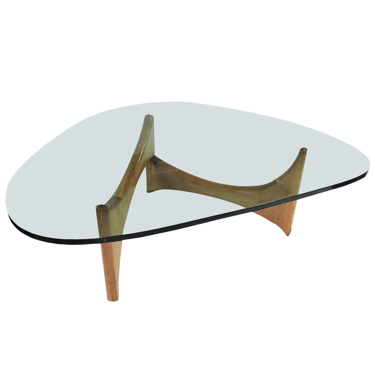 Mid-Century Modern Glass and Wood Coffee Table
