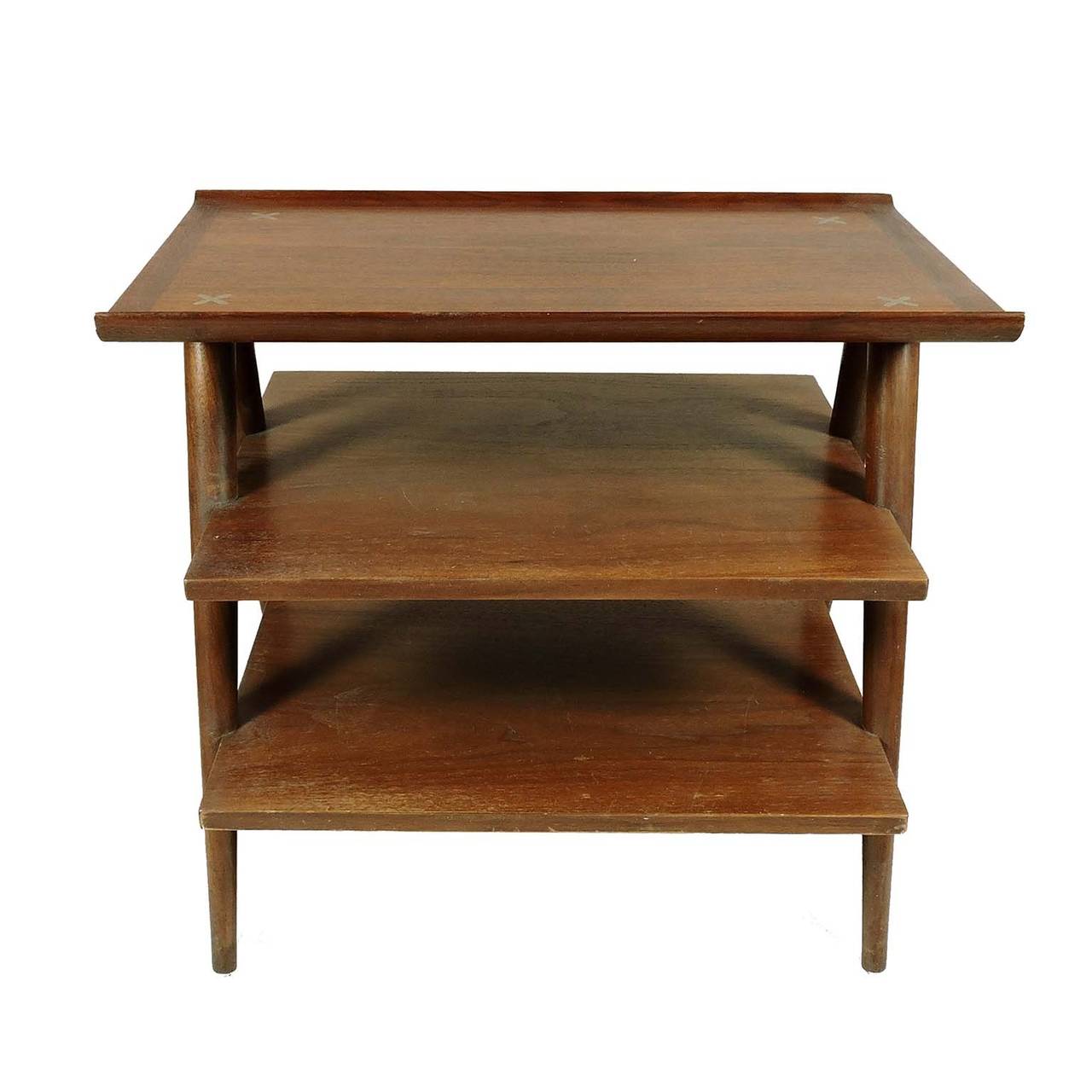 Mid Century Modern American Of Martinsville Walnut Table At Mid Century Modern American Of Martinsville Walnut Table Three Tiers With Star Inlaid