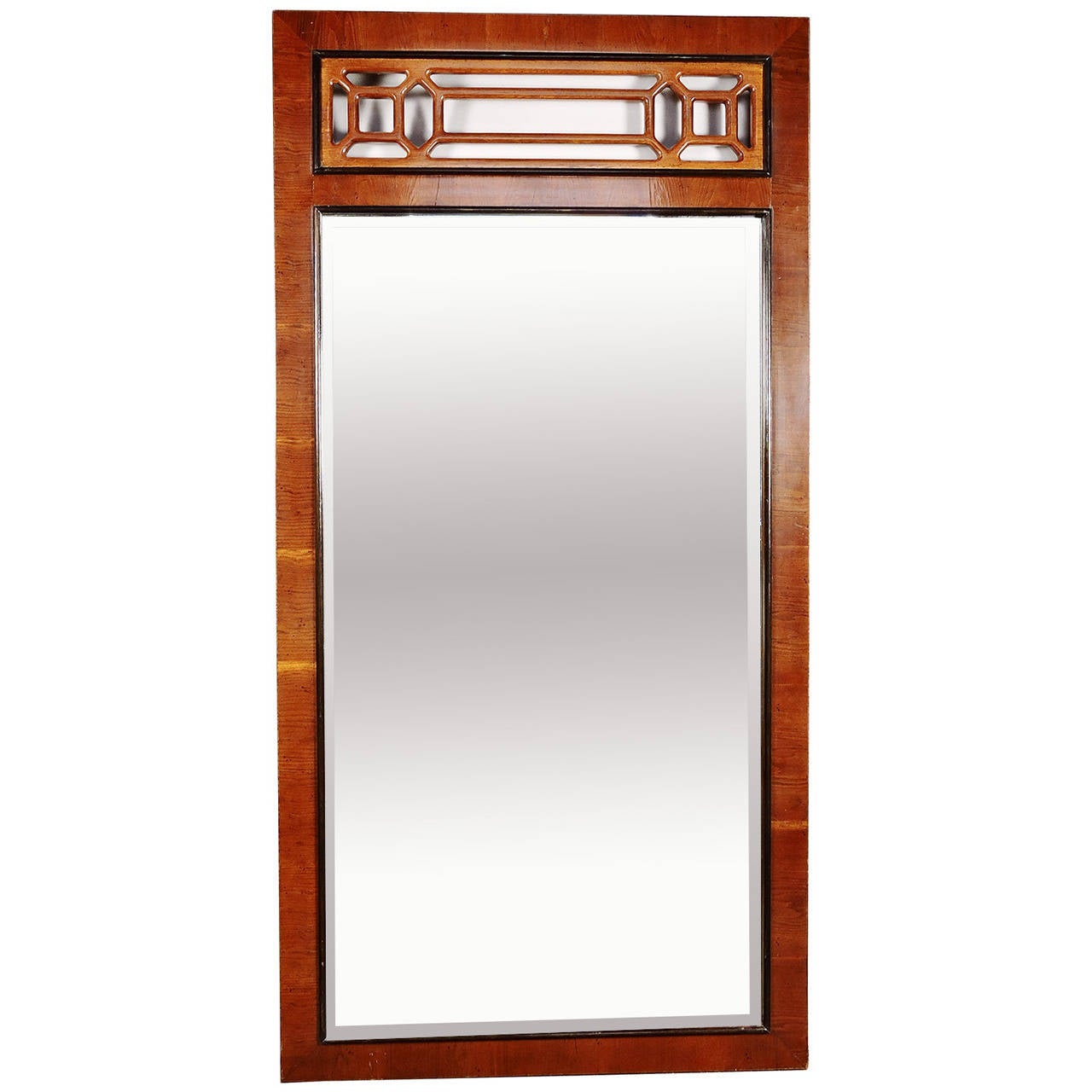 Mid-Century Lattice Top Rectangular Wall Mirror For Sale ...