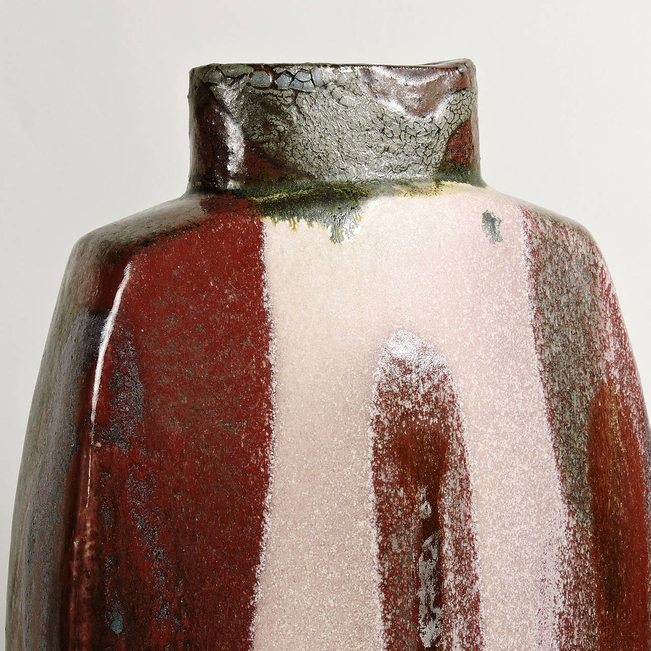 Mid-Century Modern Midcentury Doreen Blumhardt Slab Built Ceramic Vase For Sale