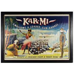 Antique Exceptional Early 20th Century Joseph Hallworth "Kar-Mi" Vaudeville Poster