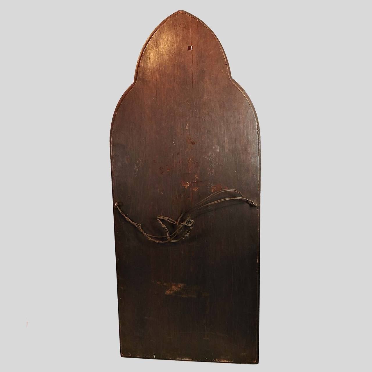 Gothic Revival Burl Wood Arched Wall Mirror In Good Condition In Concord, MA