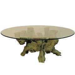 Great Driftwood and Glass Top Coffee Table