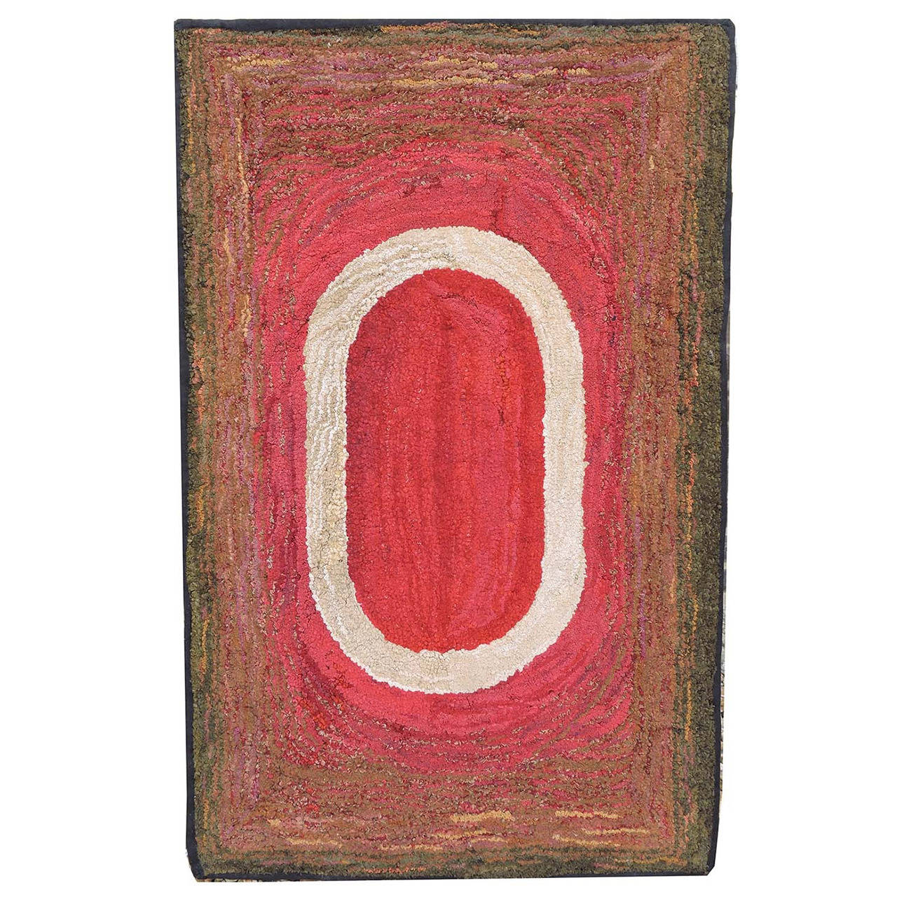 Red Hooked Rugs Rare and Stunning Red and White Antique Hooked Rug at 1stDibs