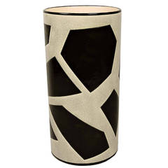 Mid-Century French Longwy Porcelain Zebra Vase