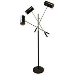 Italian Mid-Century Modern Chrome and Patinated Metal Adjustable Floor Lamp