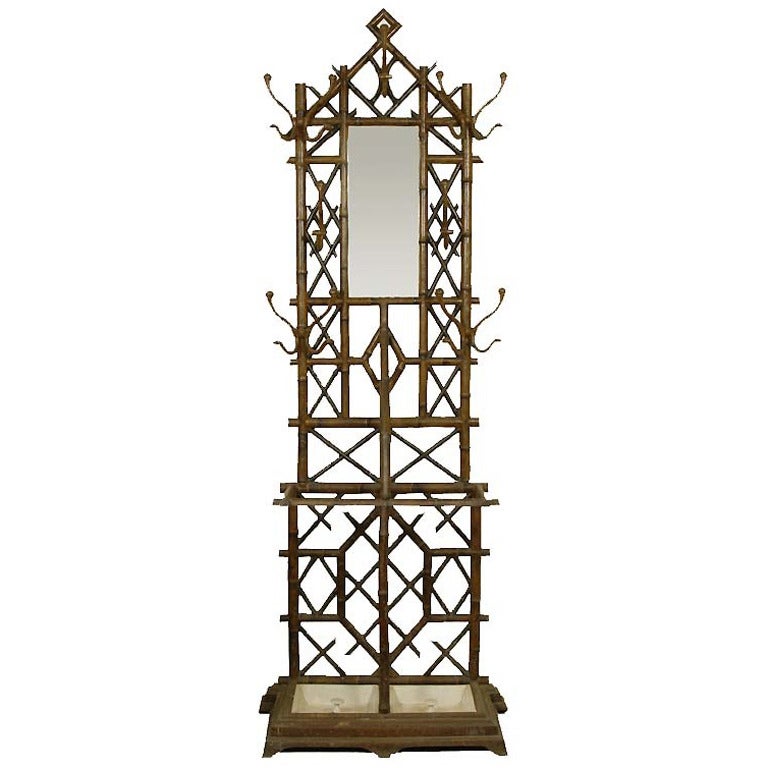 Exceptional Regency Bronze Faux Bamboo Hall Tree For Sale at 1stdibs