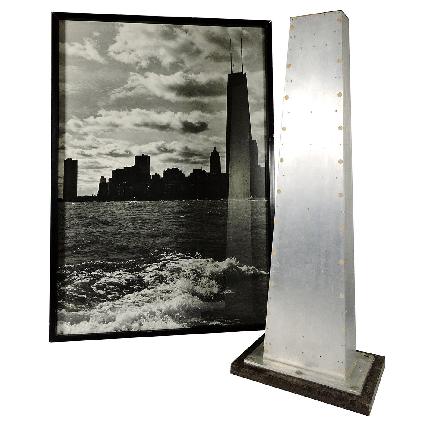 Chicago Architectural Memorabilia with Photographs and Hancock Tower Maquette For Sale