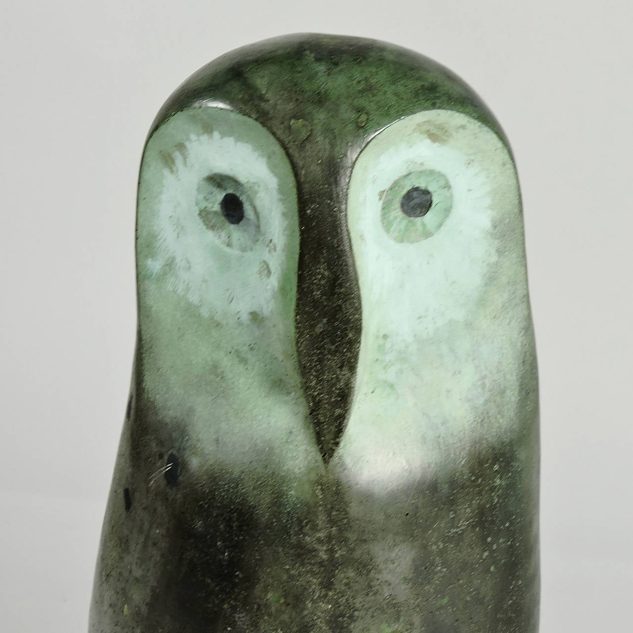 Vincenc Vingler (Czech Republic, 1911-1981) polychrome cast stone figure of an owl, signed 