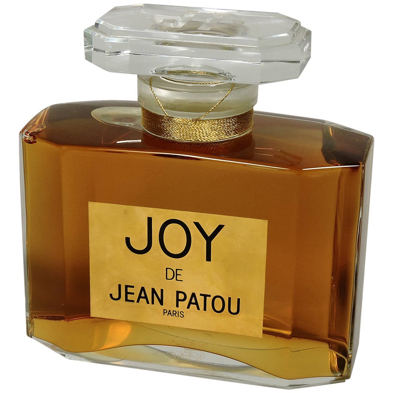 Grande bouteille de parfum Joy de Jean Patou réelle en verre sur 1stDibs