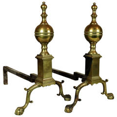Federal Style 19th Century Brass Andirons