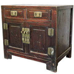 Antique Chinese Elmwood Two-Drawer Chest, Early 19th Century