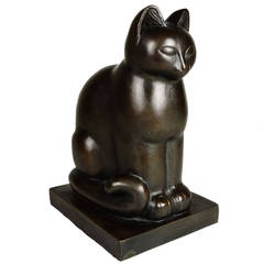 Paul Fiene Stylized Cat Bronze